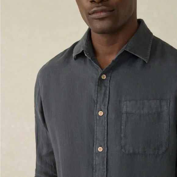 Faherty Laguna Linen Shirt in Washed Black - Picture 5 of 6